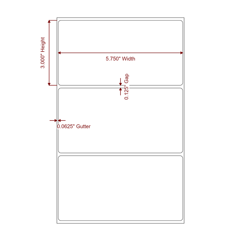 5.75" x 3" Inkjet Label Rolls | Fits Epson ColorWorks, VIPColor & Primera - Label Diagram