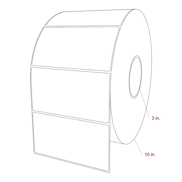 5.75 Inch x 3 Inch Rectangle Inkjet Label Roll - 3 Inch Core - 10 Inch Roll OD - 3D Perspective