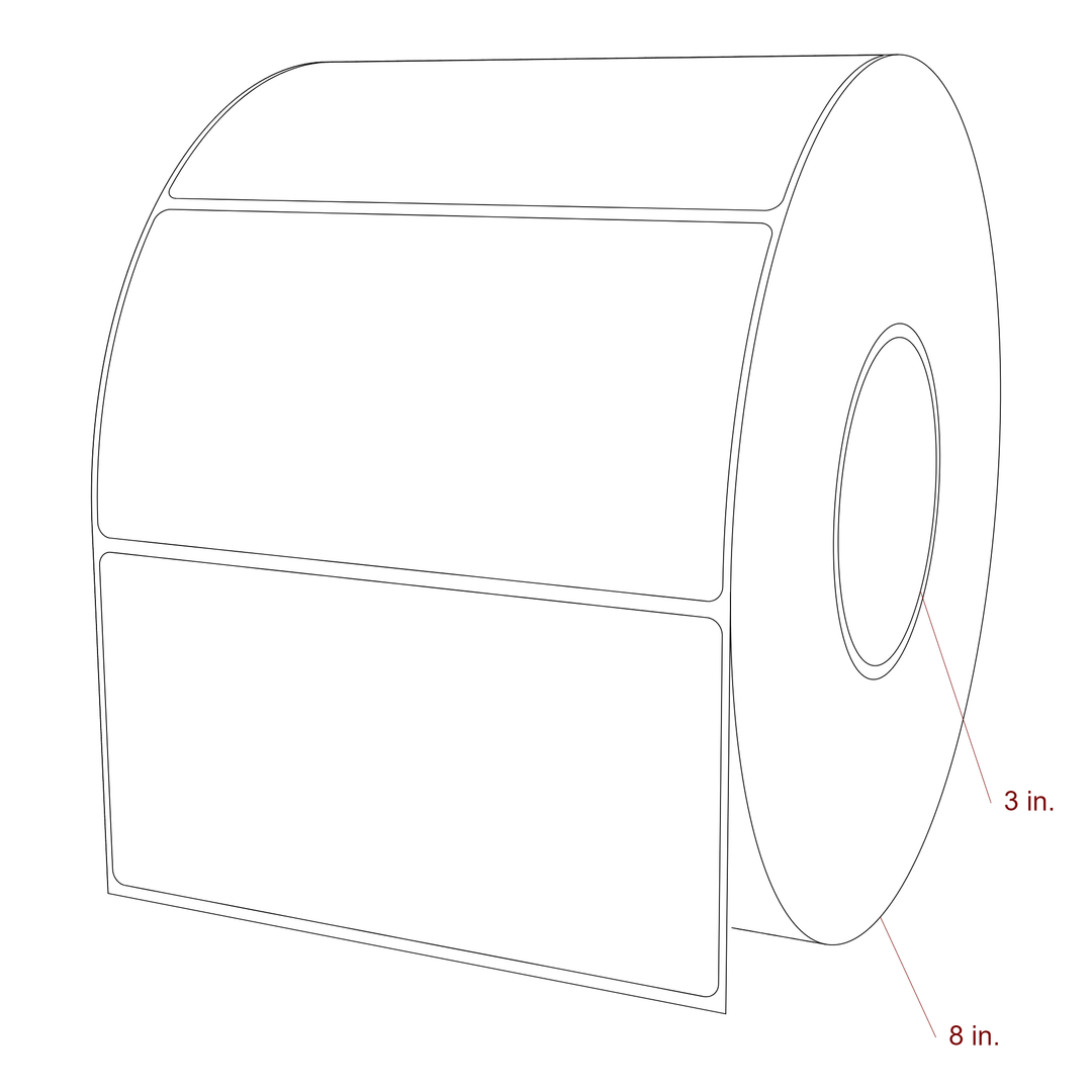 5.75 Inch x 3 Inch Rectangle Inkjet Label Roll - 3 Inch Core - 8 Inch Roll OD - 3D Perspective