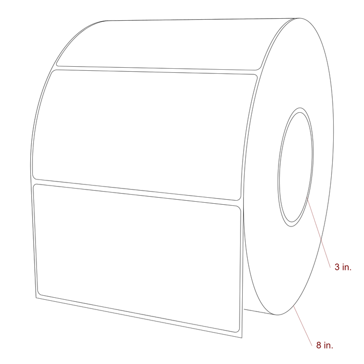 5.75 Inch x 3 Inch Rectangle Inkjet Label Roll - 3 Inch Core - 8 Inch Roll OD - 3D Perspective