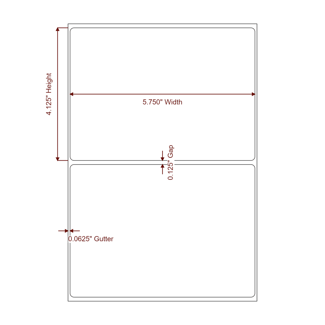 5.75" x 4.125" Rectangle Roll for Epson ColorWorks, VIPColor & Primera Printers; 5.75" x 4.125" Rectangle Label Diagram