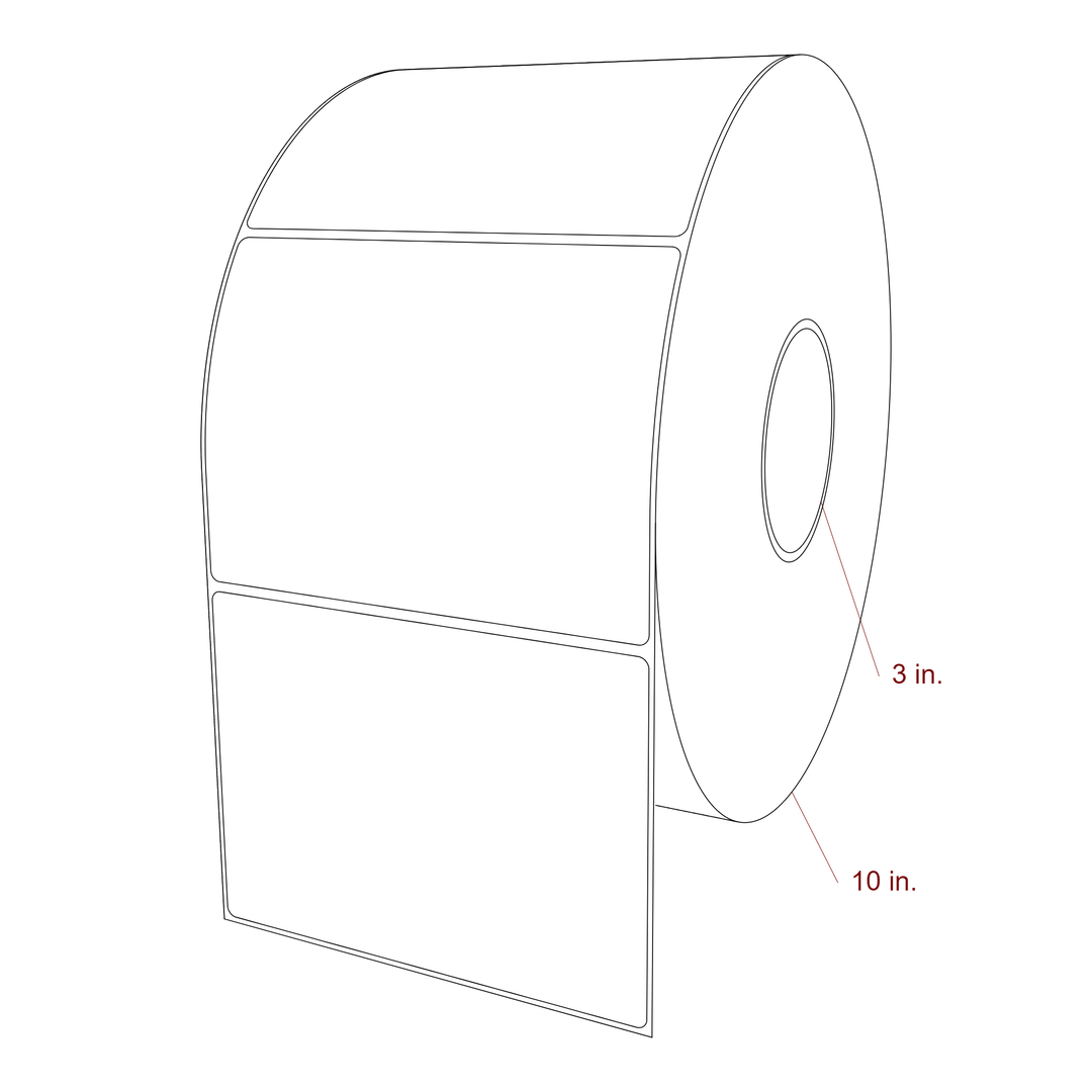 5.75 Inch x 4.25 Inch Rectangle Inkjet Label Roll - 3 Inch Core - 10 Inch Roll OD - 3D Perspective