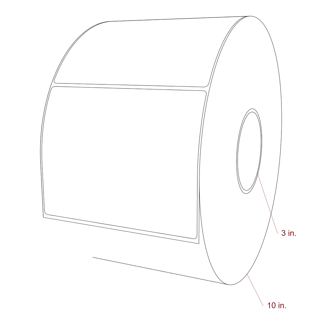 5.75 Inch x 4.5 Inch Rectangle Inkjet Label Roll - 3 Inch Core - 10 Inch Roll OD - 3D Perspective