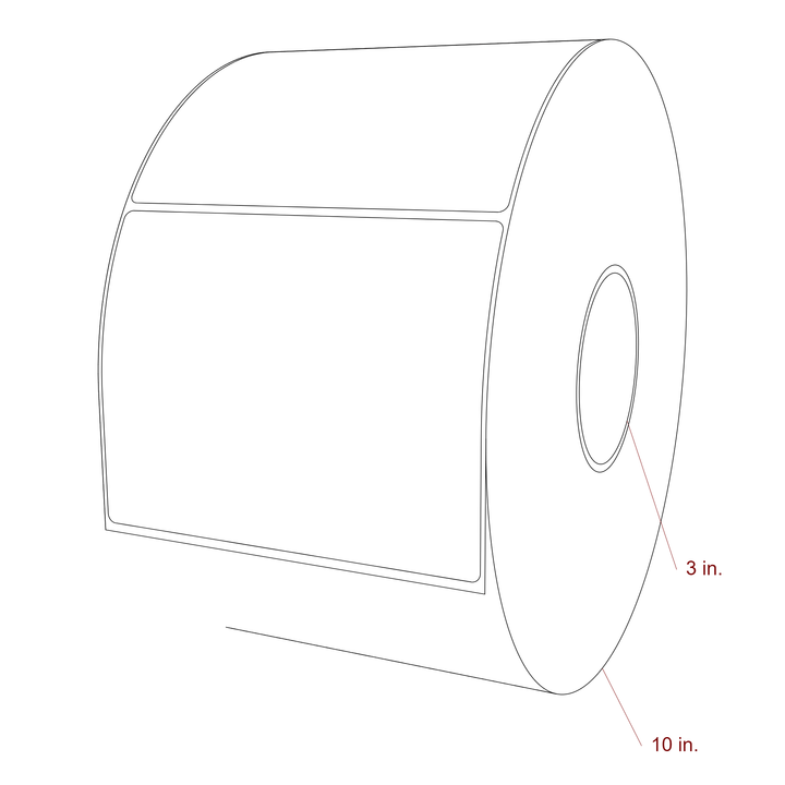 5.75 Inch x 4.5 Inch Rectangle Inkjet Label Roll - 3 Inch Core - 10 Inch Roll OD - 3D Perspective