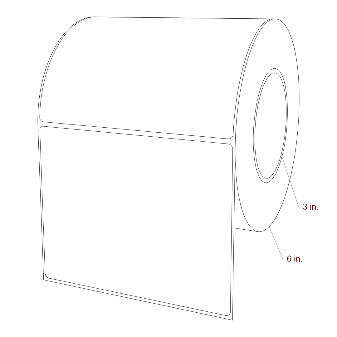 5.75 Inch x 4.5 Inch Rectangle Inkjet Label Roll - 3 Inch Core - 6 Inch Roll OD - 3D Perspective