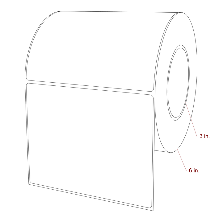 5.75 Inch x 4.5 Inch Rectangle Inkjet Label Roll - 3 Inch Core - 6 Inch Roll OD - 3D Perspective