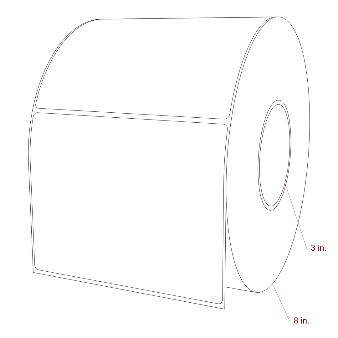 5.75 Inch x 4.5 Inch Rectangle Inkjet Label Roll - 3 Inch Core - 8 Inch Roll OD - 3D Perspective