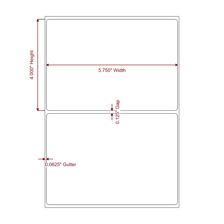 5.75 Inch x 4 Inch Rectangle Inkjet Label Roll - 2D Drawing