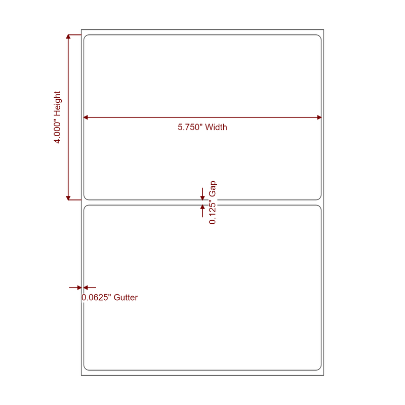 5.75" x 4" Inkjet Label Rolls | Fits Epson ColorWorks, VIPColor & Primera - Label Diagram