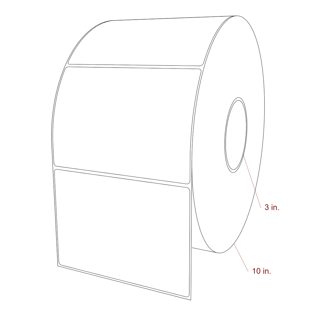 5.75 Inch x 4 Inch Rectangle Inkjet Label Roll - 3 Inch Core - 10 Inch Roll OD - 3D Perspective