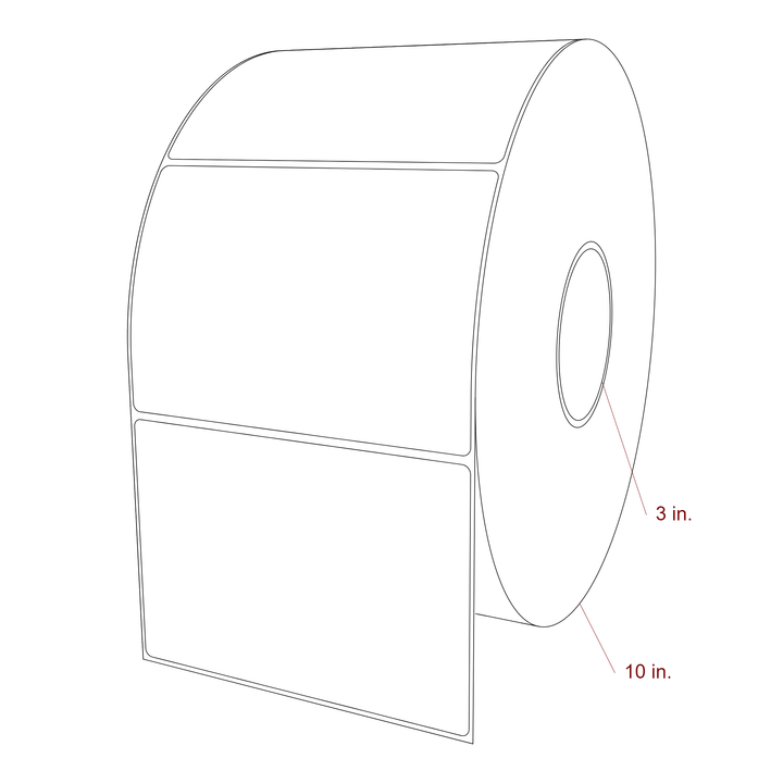 5.75 Inch x 4 Inch Rectangle Inkjet Label Roll - 3 Inch Core - 10 Inch Roll OD - 3D Perspective
