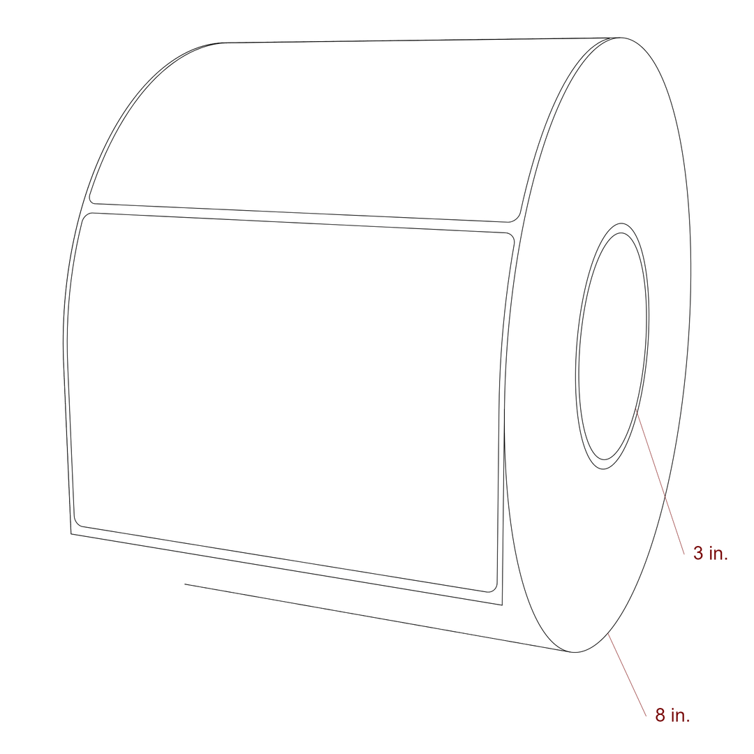 5.75 Inch x 4 Inch Rectangle Inkjet Label Roll - 3 Inch Core - 8 Inch Roll OD - 3D Perspective