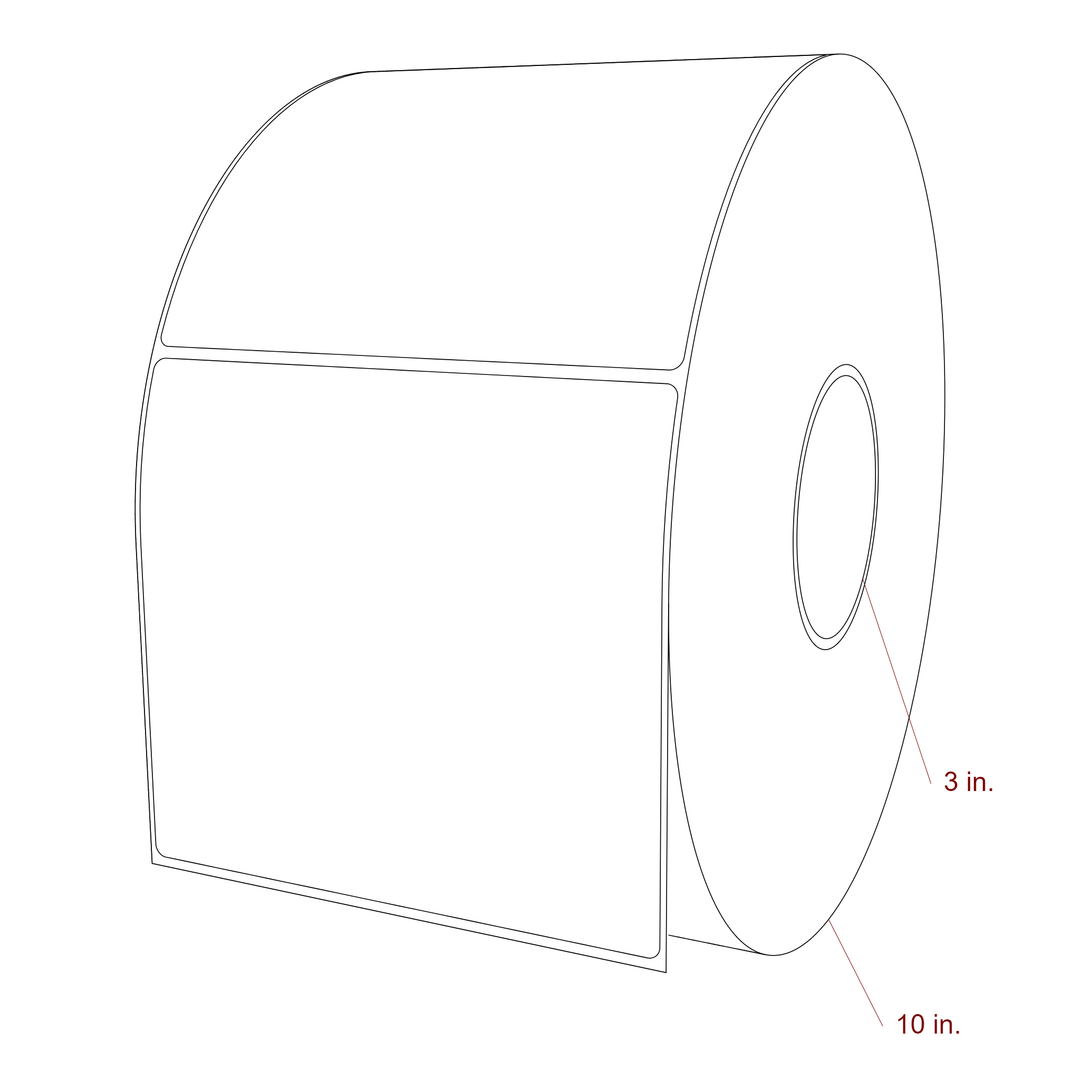 5.75 Inch x 5.25 Inch Rectangle Inkjet Label Roll - 3 Inch Core - 10 Inch Roll OD - 3D Perspective