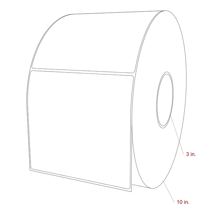 5.75 Inch x 5.25 Inch Rectangle Inkjet Label Roll - 3 Inch Core - 10 Inch Roll OD - 3D Perspective