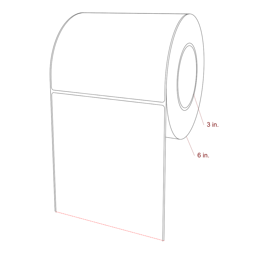 5.75 Inch x 5.25 Inch Rectangle Inkjet Label Roll - 3 Inch Core - 6 Inch Roll OD - 3D Perspective