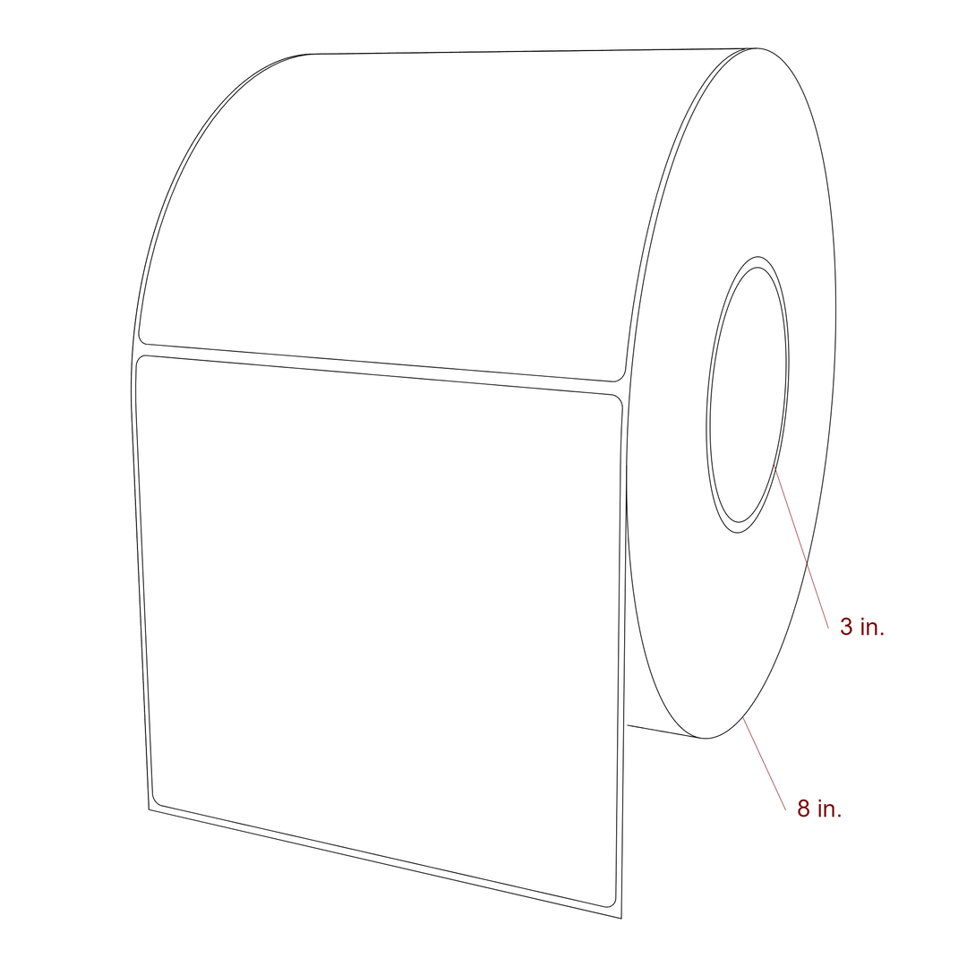 5.75 Inch x 5.25 Inch Rectangle Inkjet Label Roll - 3 Inch Core - 8 Inch Roll OD - 3D Perspective