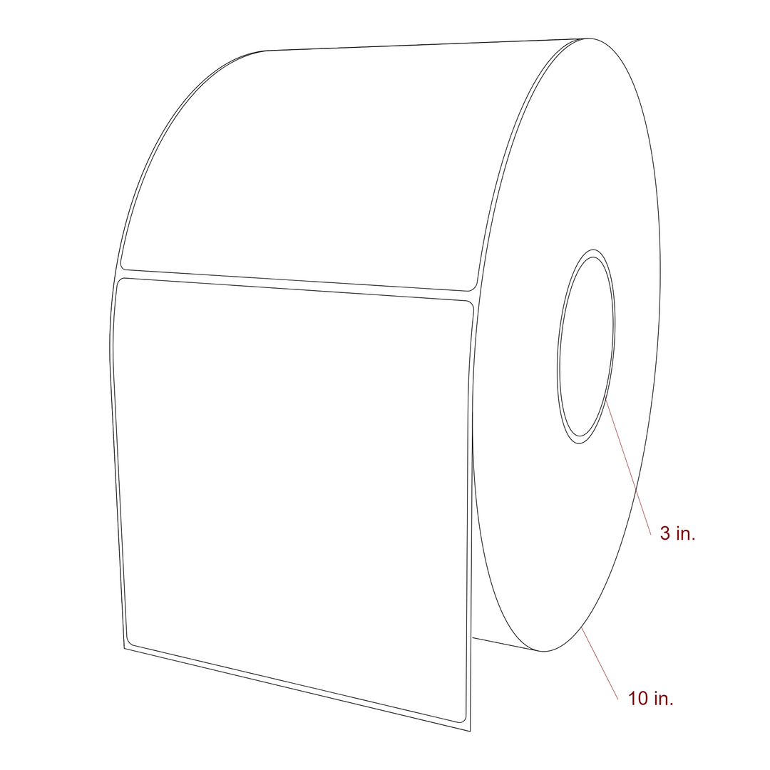 5.75 Inch x 5.75 Inch Rectangle Inkjet Label Roll - 3 Inch Core - 10 Inch Roll OD - 3D Perspective