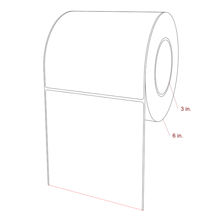 5.75 Inch x 5.75 Inch Rectangle Inkjet Label Roll - 3 Inch Core - 6 Inch Roll OD - 3D Perspective