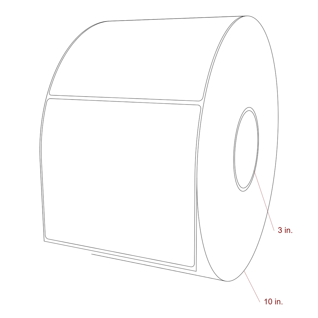 5.75 Inch x 5 Inch Rectangle Inkjet Label Roll - 3 Inch Core - 10 Inch Roll OD - 3D Perspective