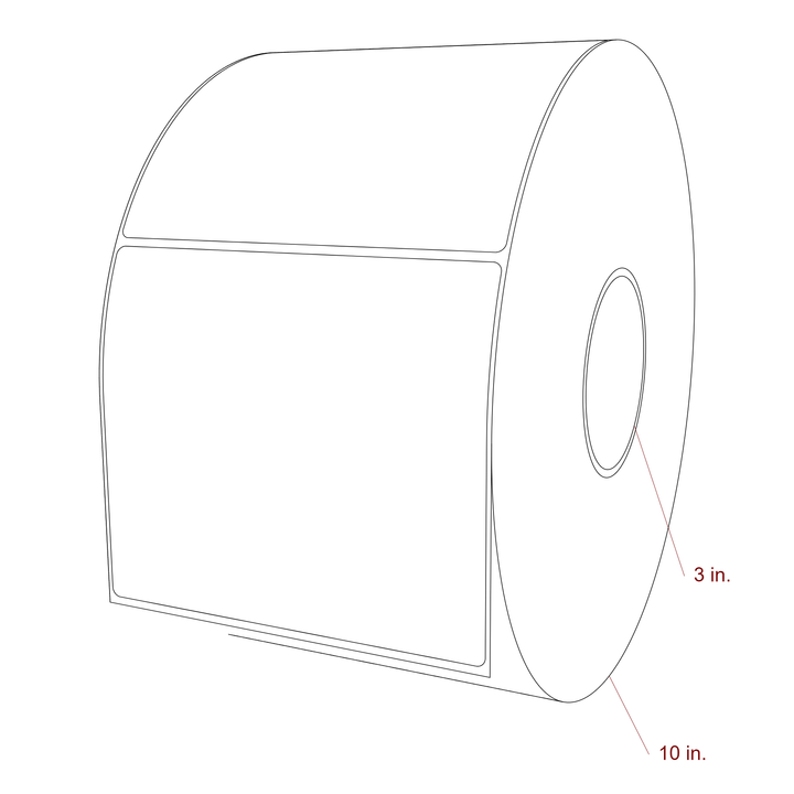 5.75 Inch x 5 Inch Rectangle Inkjet Label Roll - 3 Inch Core - 10 Inch Roll OD - 3D Perspective