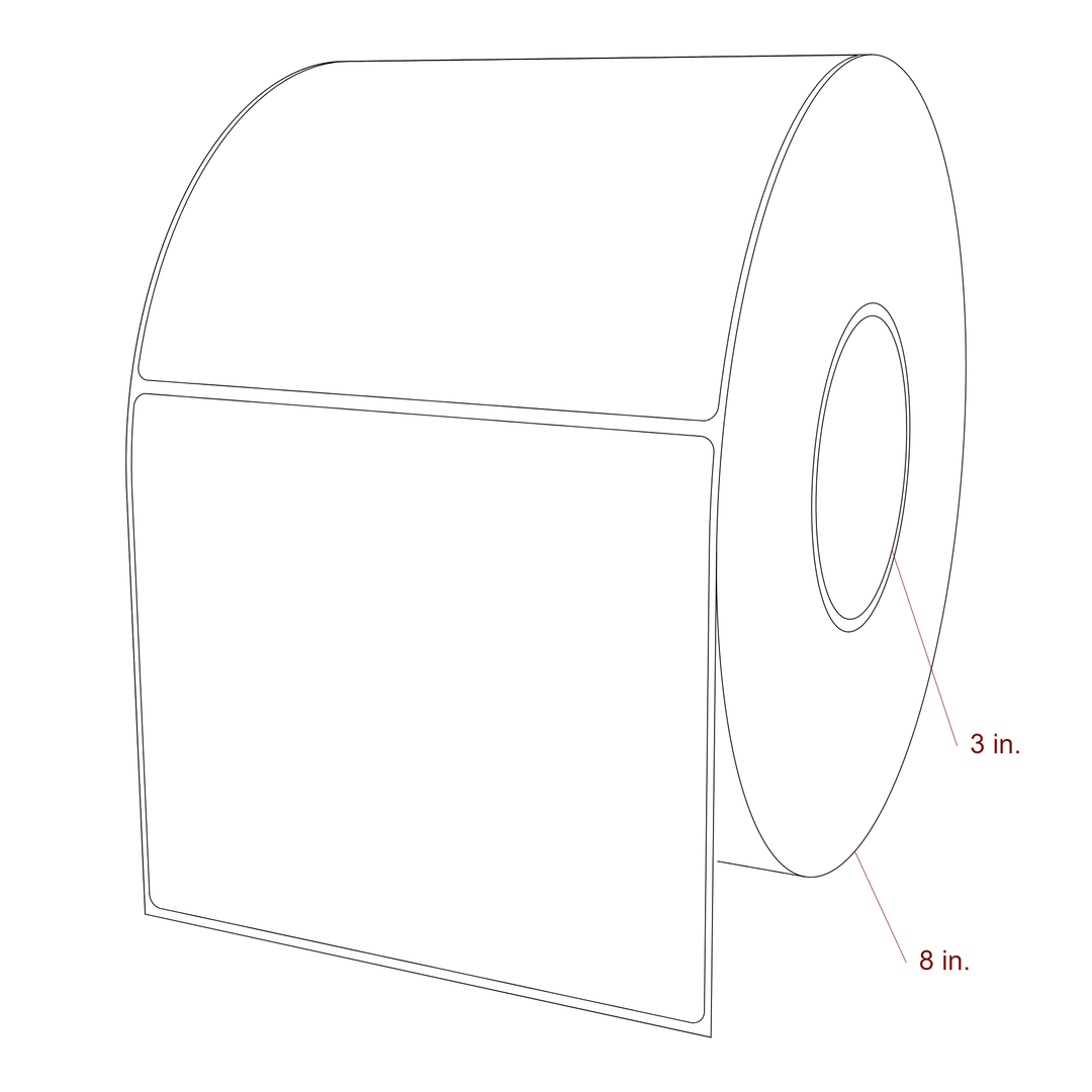 5.75 Inch x 5 Inch Rectangle Inkjet Label Roll - 3 Inch Core - 8 Inch Roll OD - 3D Perspective