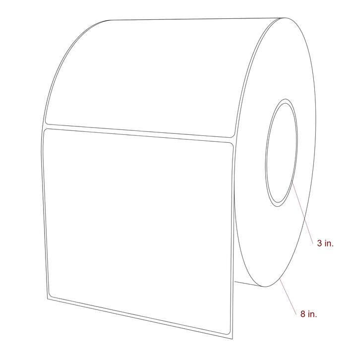 5.75 Inch x 5 Inch Rectangle Inkjet Label Roll - 3 Inch Core - 8 Inch Roll OD - 3D Perspective