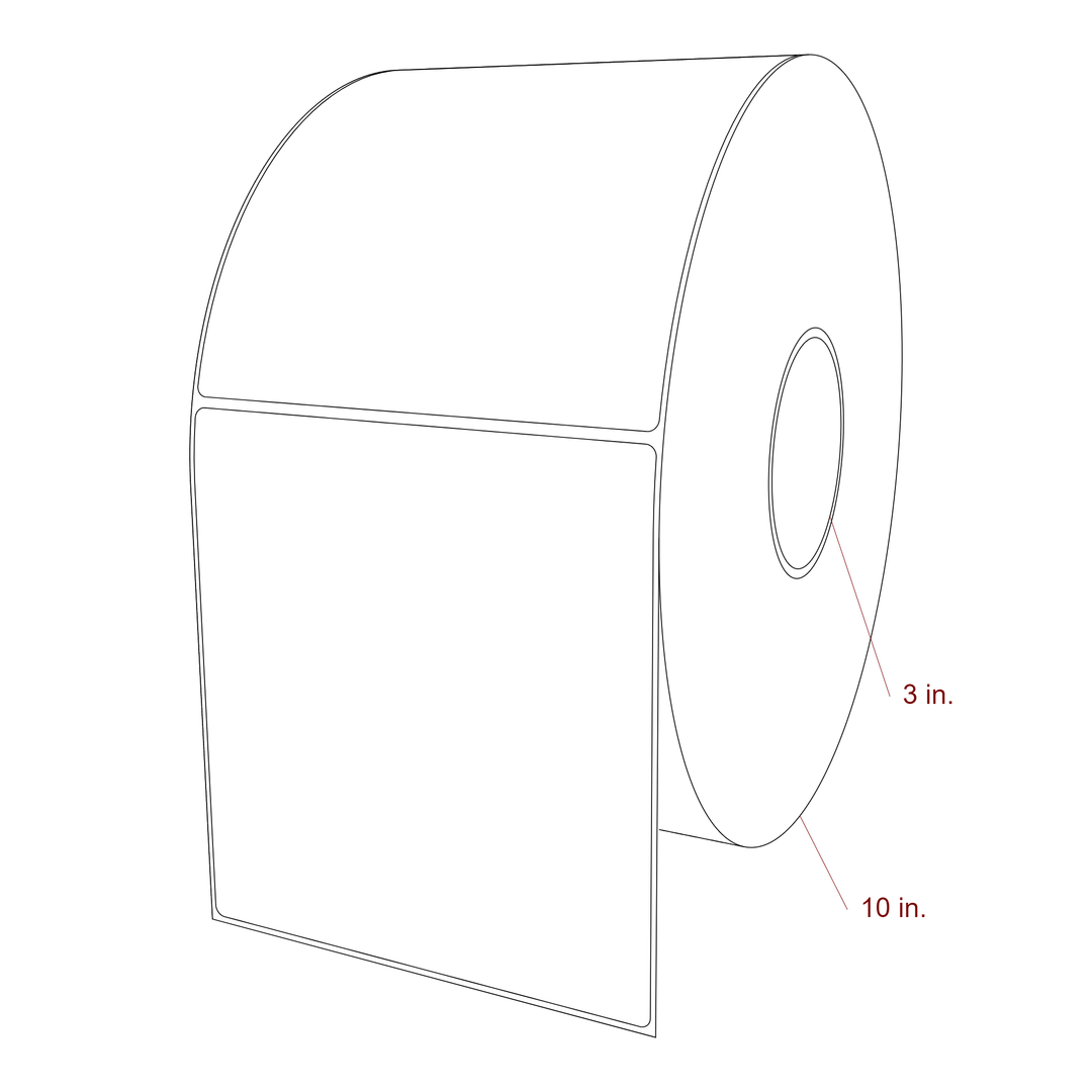 5.75 Inch x 6.25 Inch Rectangle Inkjet Label Roll - 3 Inch Core - 10 Inch Roll OD - 3D Perspective