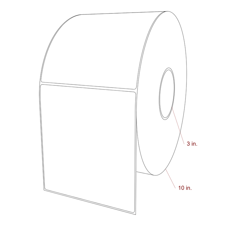 5.75 Inch x 6.25 Inch Rectangle Inkjet Label Roll - 3 Inch Core - 10 Inch Roll OD - 3D Perspective