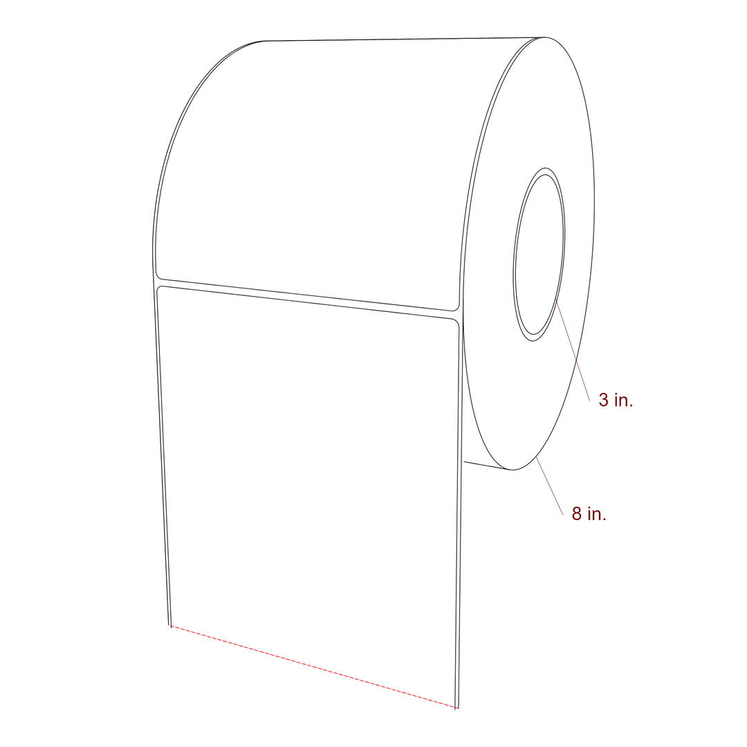 5.75 Inch x 6.25 Inch Rectangle Inkjet Label Roll - 3 Inch Core - 8 Inch Roll OD - 3D Perspective