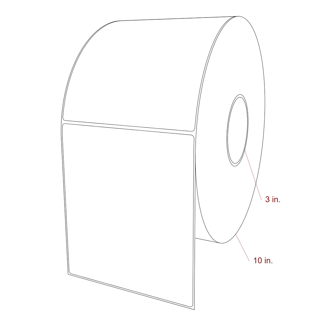 5.75 Inch x 6.5 Inch Rectangle Inkjet Label Roll - 3 Inch Core - 10 Inch Roll OD - 3D Perspective