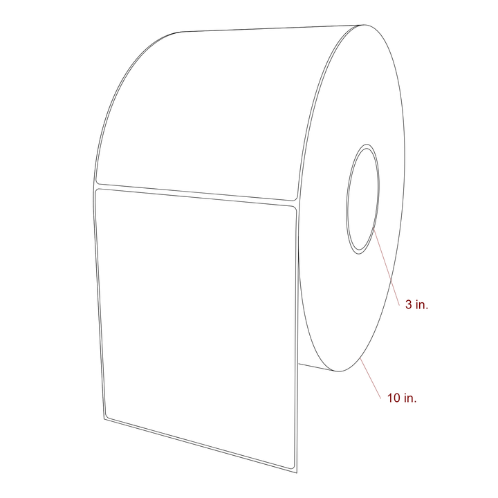 5.75 Inch x 6.5 Inch Rectangle Inkjet Label Roll - 3 Inch Core - 10 Inch Roll OD - 3D Perspective