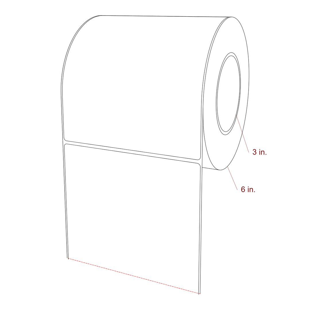 5.75 Inch x 6.5 Inch Rectangle Inkjet Label Roll - 3 Inch Core - 6 Inch Roll OD - 3D Perspective