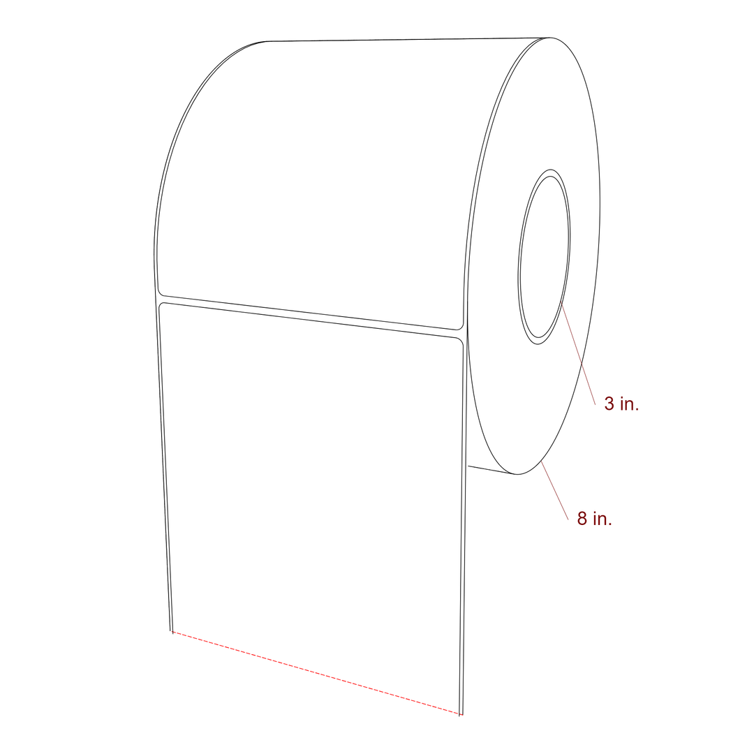 5.75 Inch x 6.5 Inch Rectangle Inkjet Label Roll - 3 Inch Core - 8 Inch Roll OD - 3D Perspective