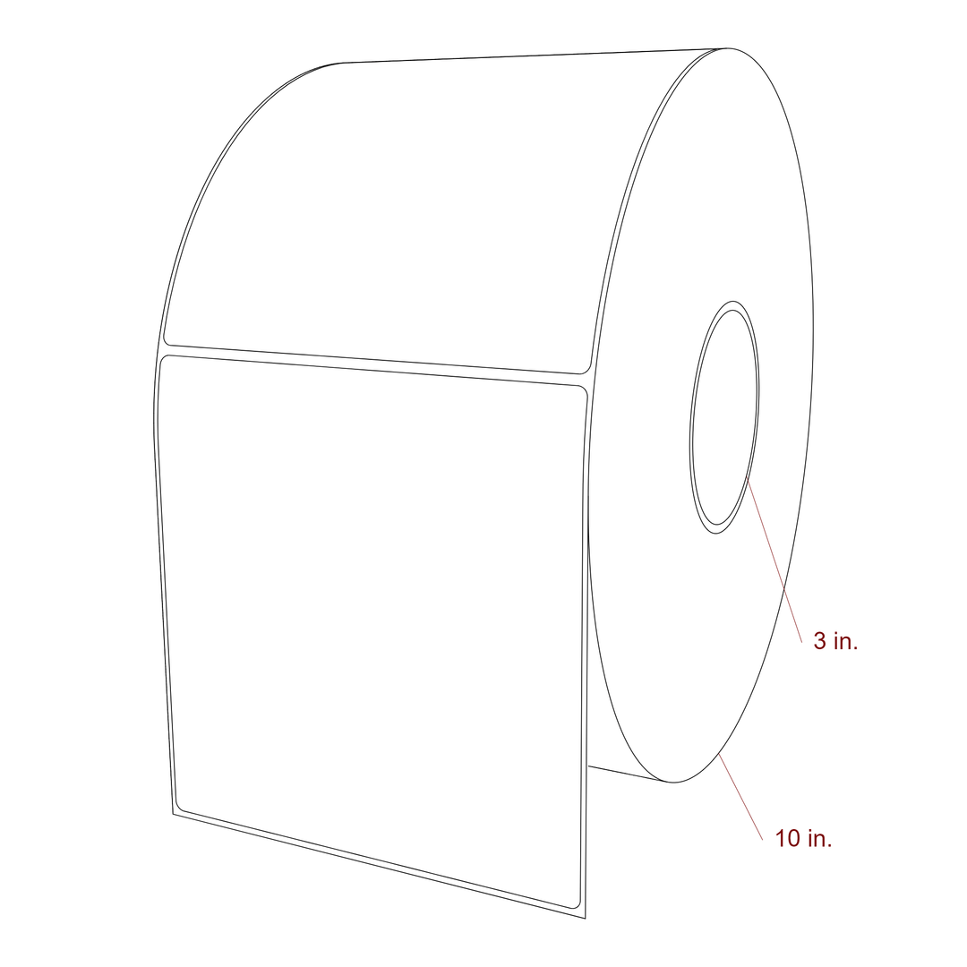 5.75 Inch x 6 Inch Rectangle Inkjet Label Roll - 3 Inch Core - 10 Inch Roll OD - 3D Perspective