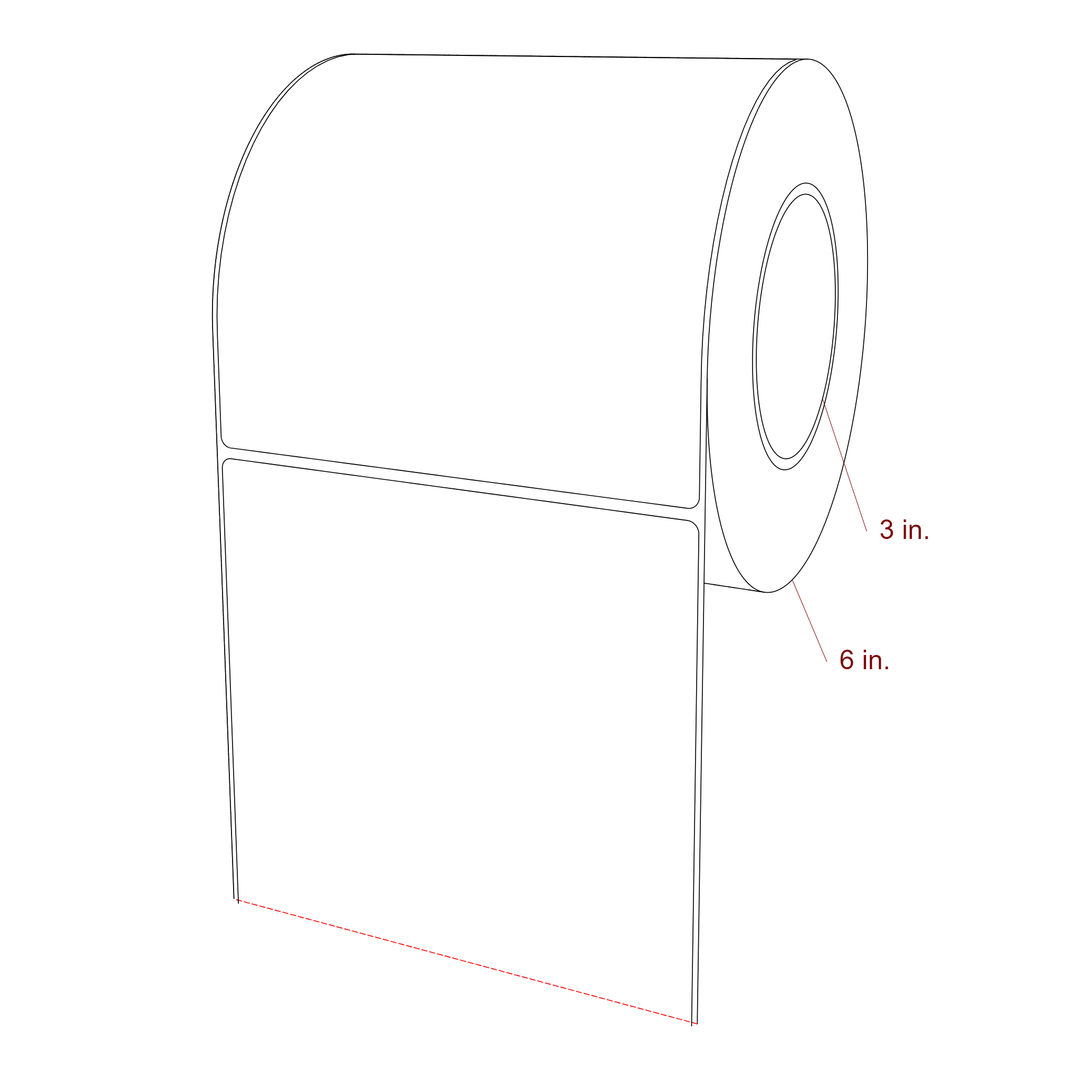 5.75 Inch x 6 Inch Rectangle Inkjet Label Roll - 3 Inch Core - 6 Inch Roll OD - 3D Perspective
