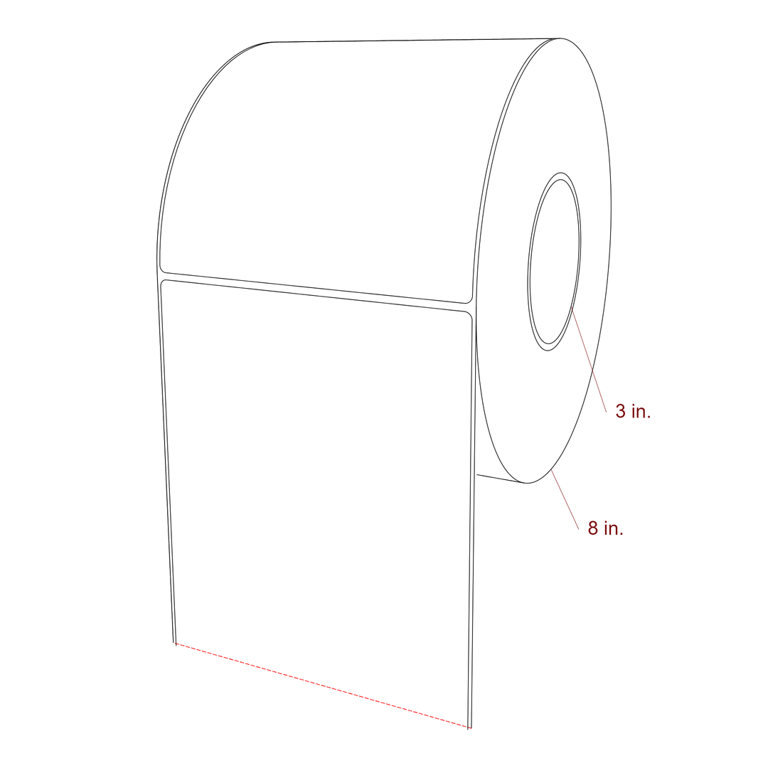 5.75 Inch x 6 Inch Rectangle Inkjet Label Roll - 3 Inch Core - 8 Inch Roll OD - 3D Perspective