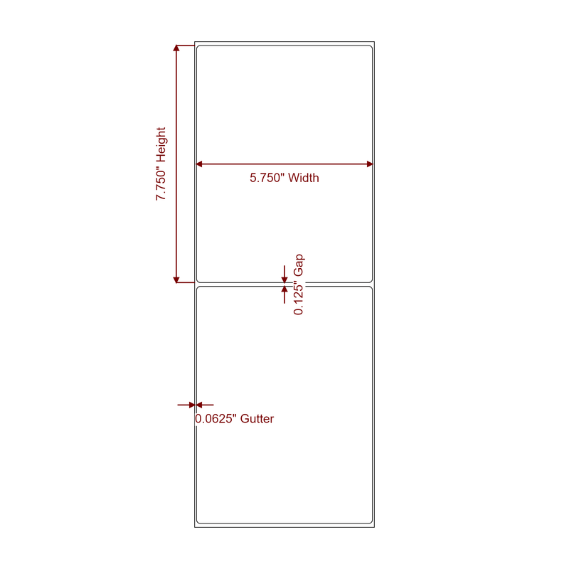5.75" x 7.75" Inkjet Label Rolls | Fits Epson ColorWorks, VIPColor & Primera - Label Diagram