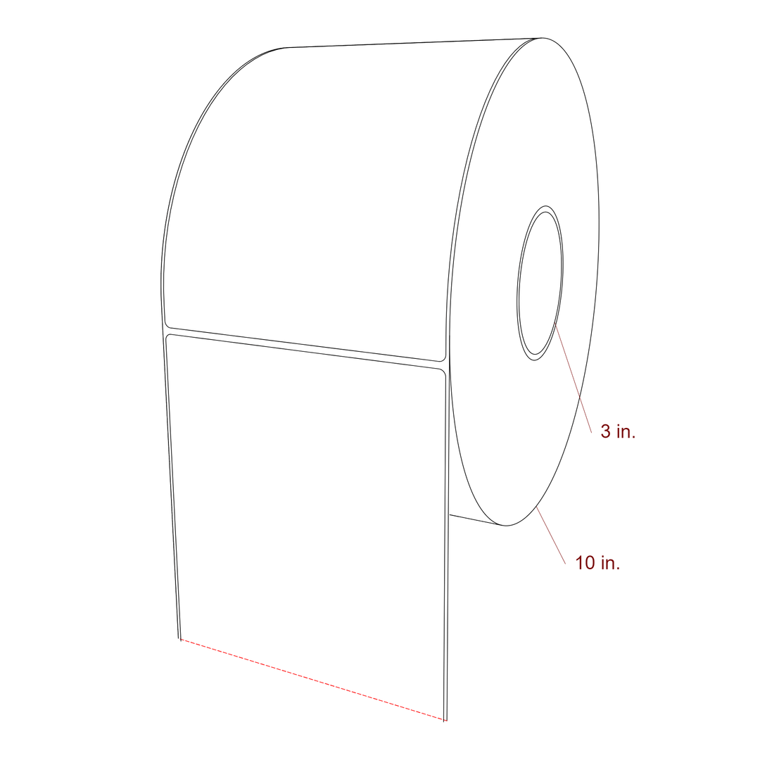 5.75 Inch x 7.75 Inch Rectangle Inkjet Label Roll - 3 Inch Core - 10 Inch Roll OD - 3D Perspective