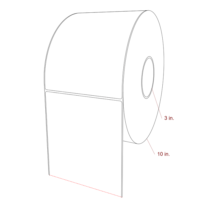 5.75 Inch x 7.75 Inch Rectangle Inkjet Label Roll - 3 Inch Core - 10 Inch Roll OD - 3D Perspective