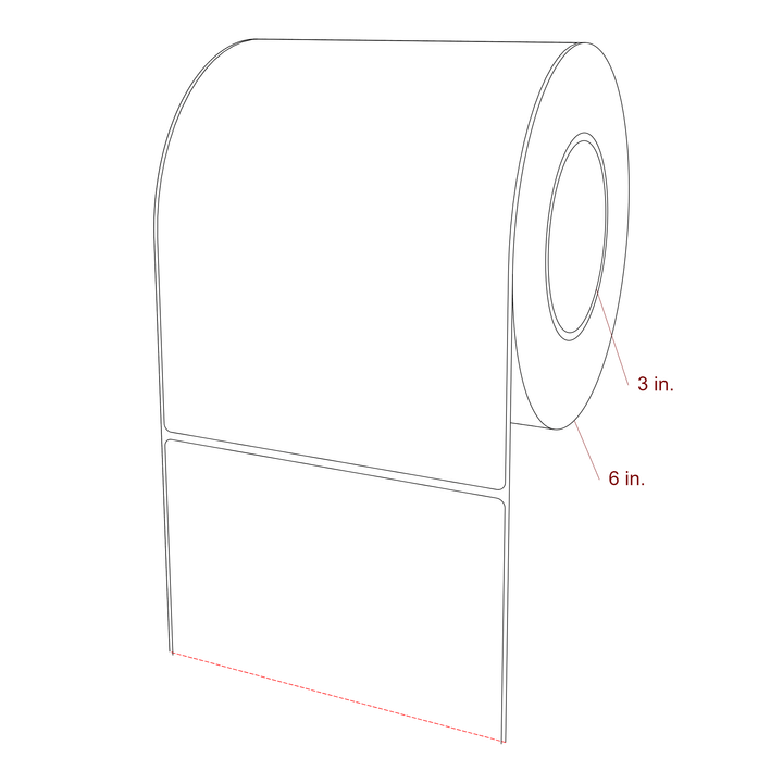 5.75 Inch x 7.75 Inch Rectangle Inkjet Label Roll - 3 Inch Core - 6 Inch Roll OD - 3D Perspective