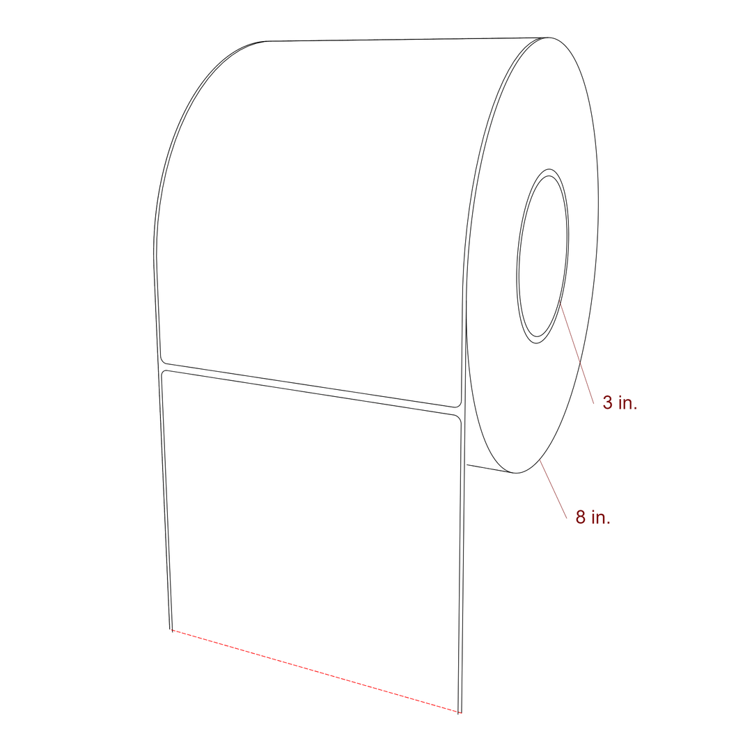 5.75 Inch x 7.75 Inch Rectangle Inkjet Label Roll - 3 Inch Core - 8 Inch Roll OD - 3D Perspective