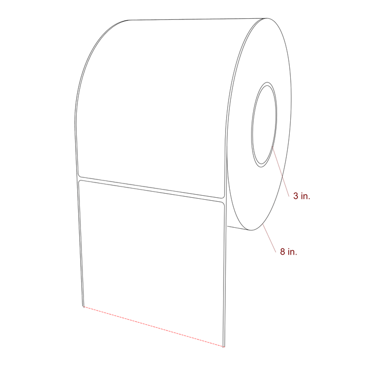 5.75 Inch x 7.75 Inch Rectangle Inkjet Label Roll - 3 Inch Core - 8 Inch Roll OD - 3D Perspective