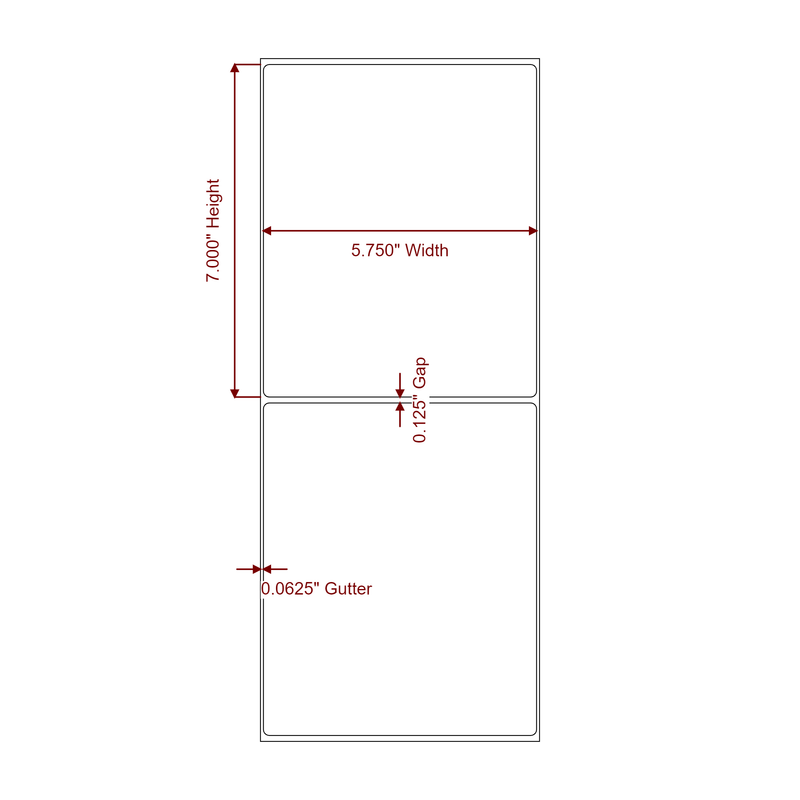 5.75" x 7" Inkjet Label Rolls | Fits Epson ColorWorks, VIPColor & Primera - Label Diagram