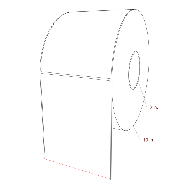 5.75 Inch x 7 Inch Rectangle Inkjet Label Roll - 3 Inch Core - 10 Inch Roll OD - 3D Perspective