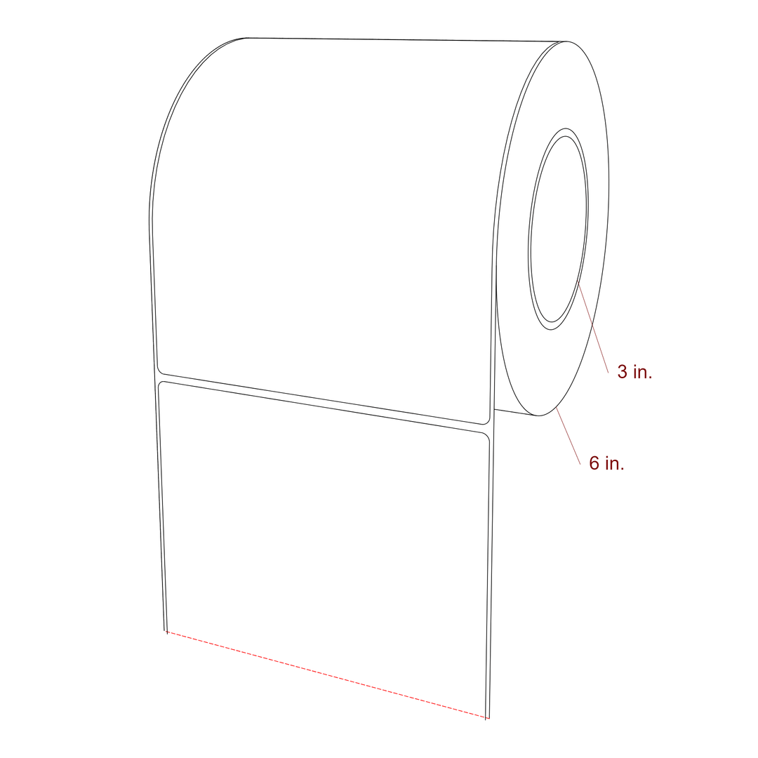 5.75 Inch x 7 Inch Rectangle Inkjet Label Roll - 3 Inch Core - 6 Inch Roll OD - 3D Perspective