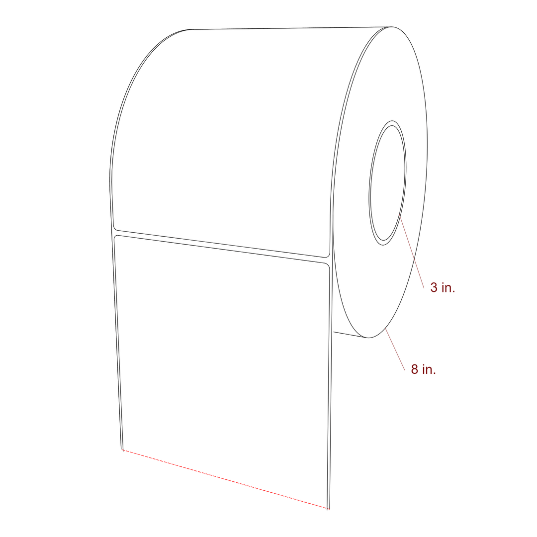 5.75 Inch x 7 Inch Rectangle Inkjet Label Roll - 3 Inch Core - 8 Inch Roll OD - 3D Perspective