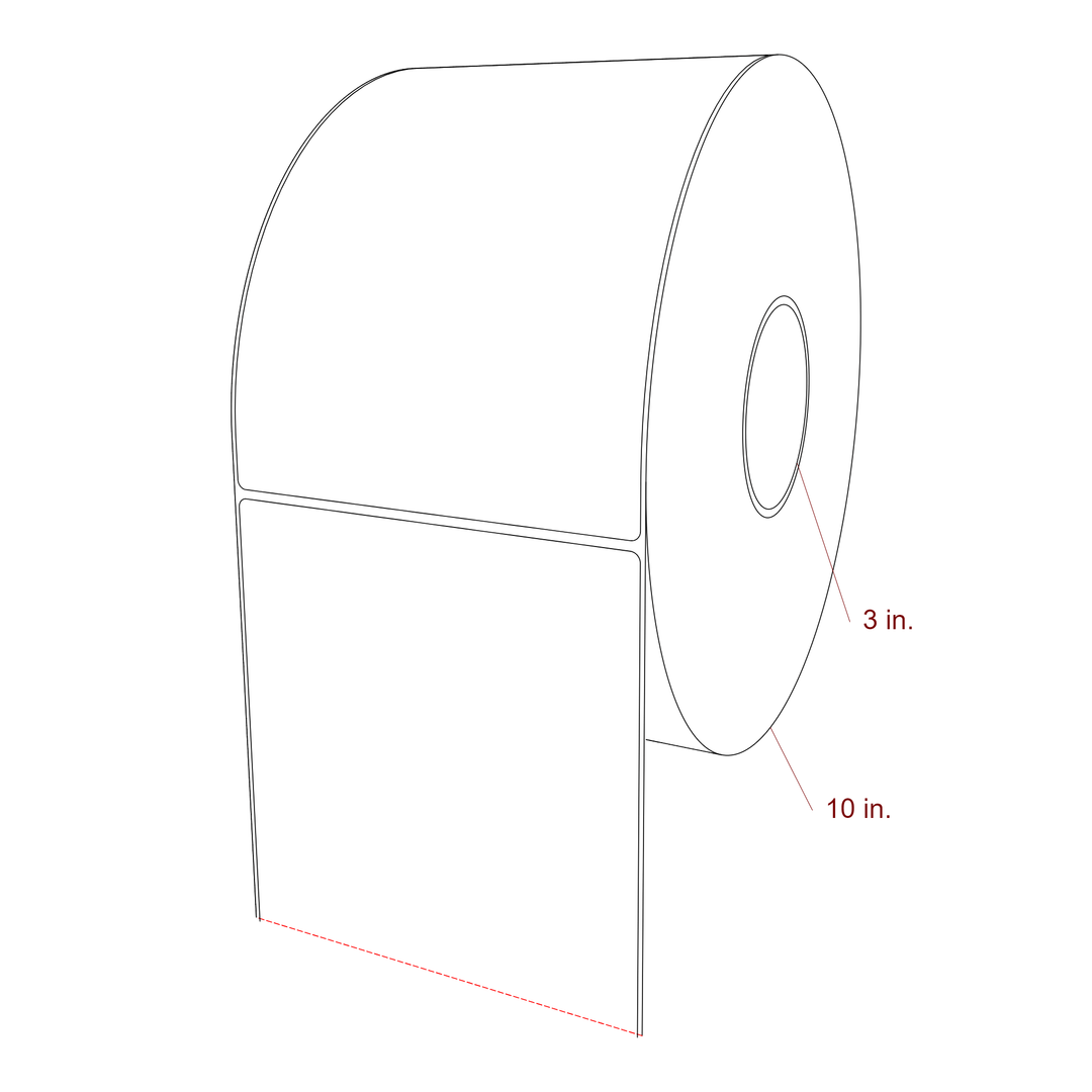 5.75 Inch x 8 Inch Rectangle Inkjet Label Roll - 3 Inch Core - 10 Inch Roll OD - 3D Perspective