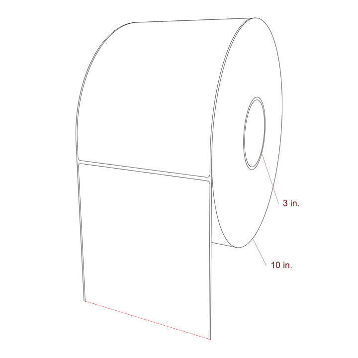 5.75 Inch x 8 Inch Rectangle Inkjet Label Roll - 3 Inch Core - 10 Inch Roll OD - 3D Perspective