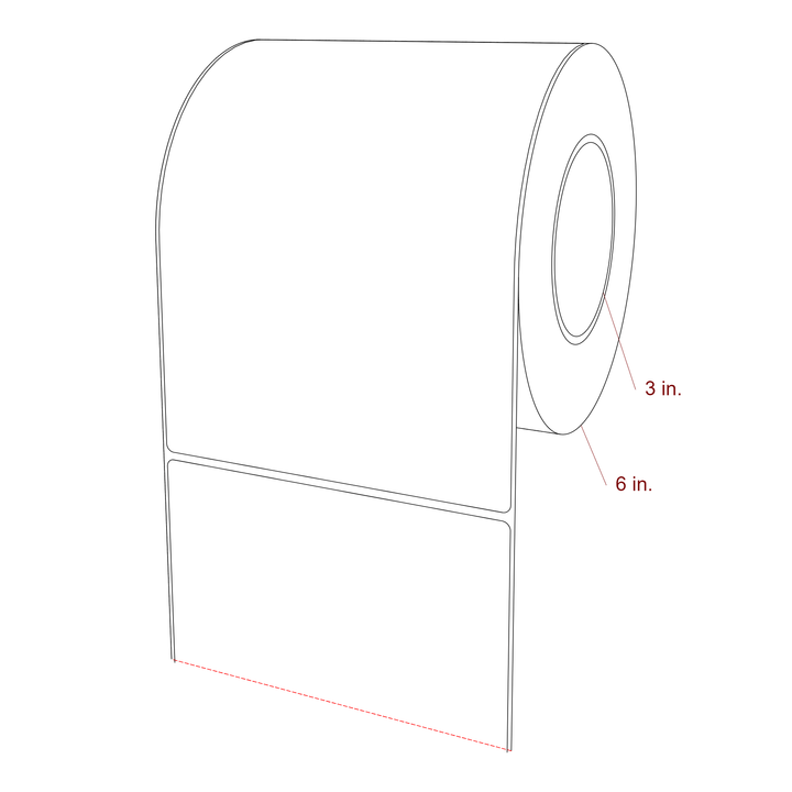 5.75 Inch x 8 Inch Rectangle Inkjet Label Roll - 3 Inch Core - 6 Inch Roll OD - 3D Perspective