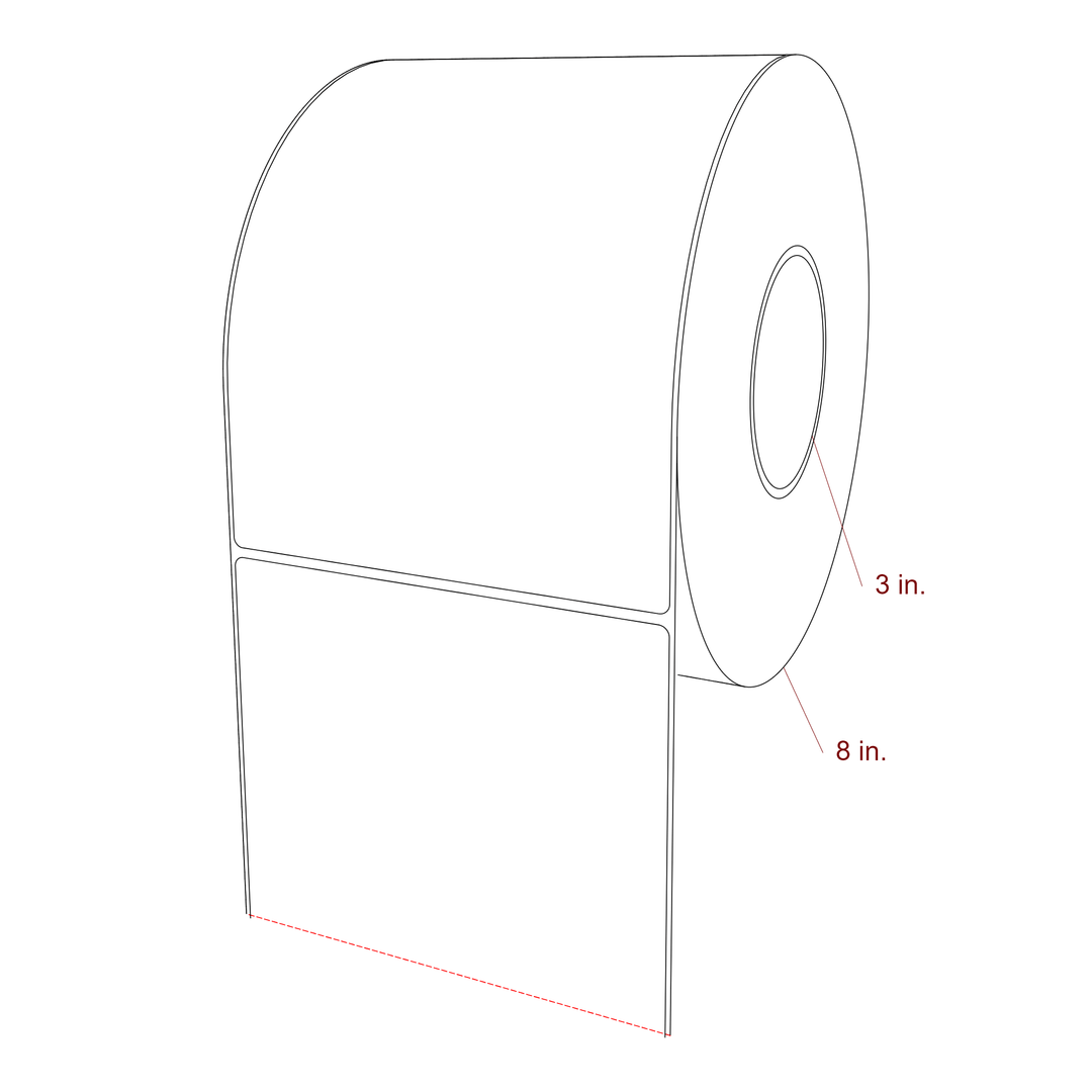 5.75 Inch x 8 Inch Rectangle Inkjet Label Roll - 3 Inch Core - 8 Inch Roll OD - 3D Perspective
